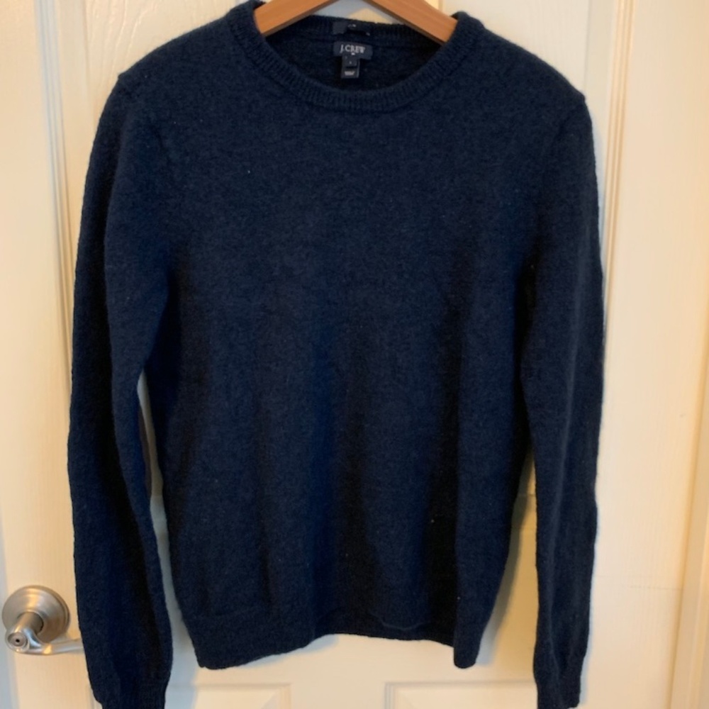 J. Crew - Navy Blue Wool Sweater with Elbow Pads